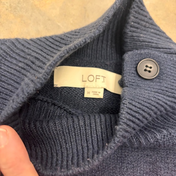 Loft Mock Neck Sweater Stripe blue and pink Womens Size Medium - Picture 3 of 7